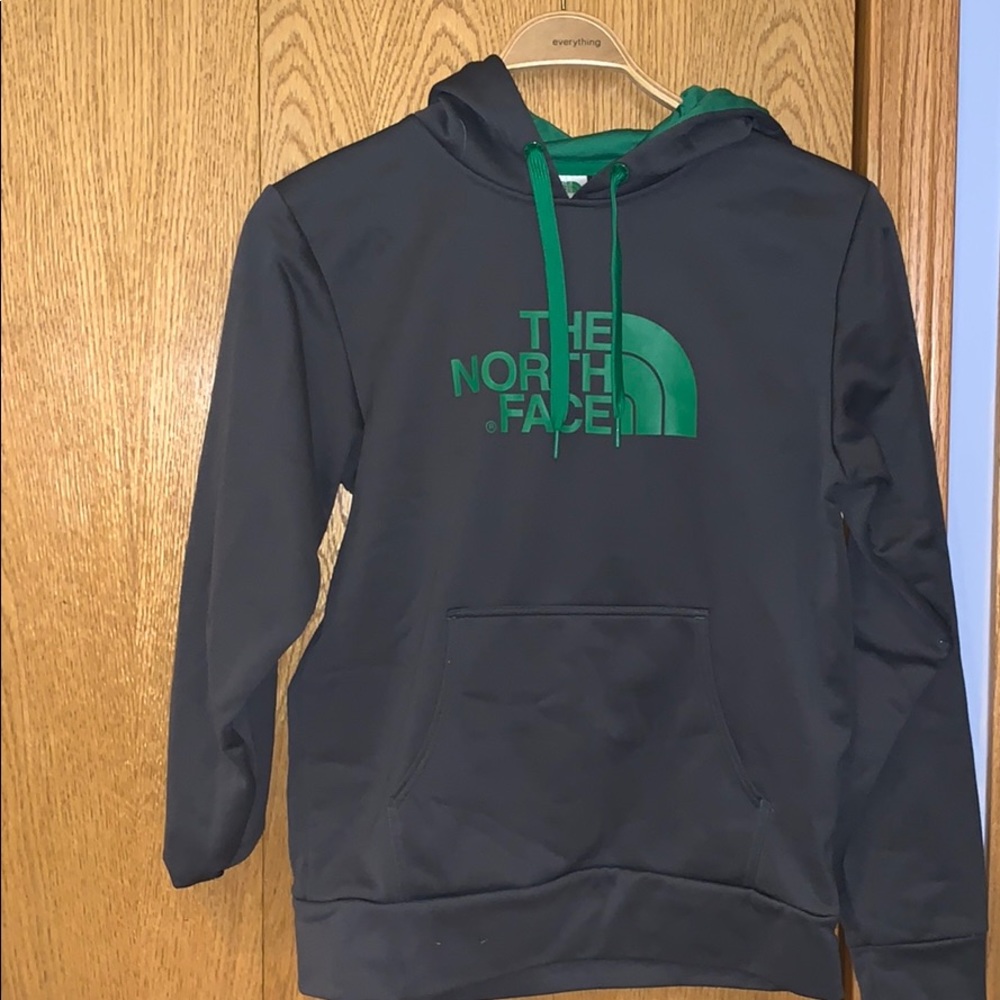 Gray Northface Sweatshirt with Green Accents